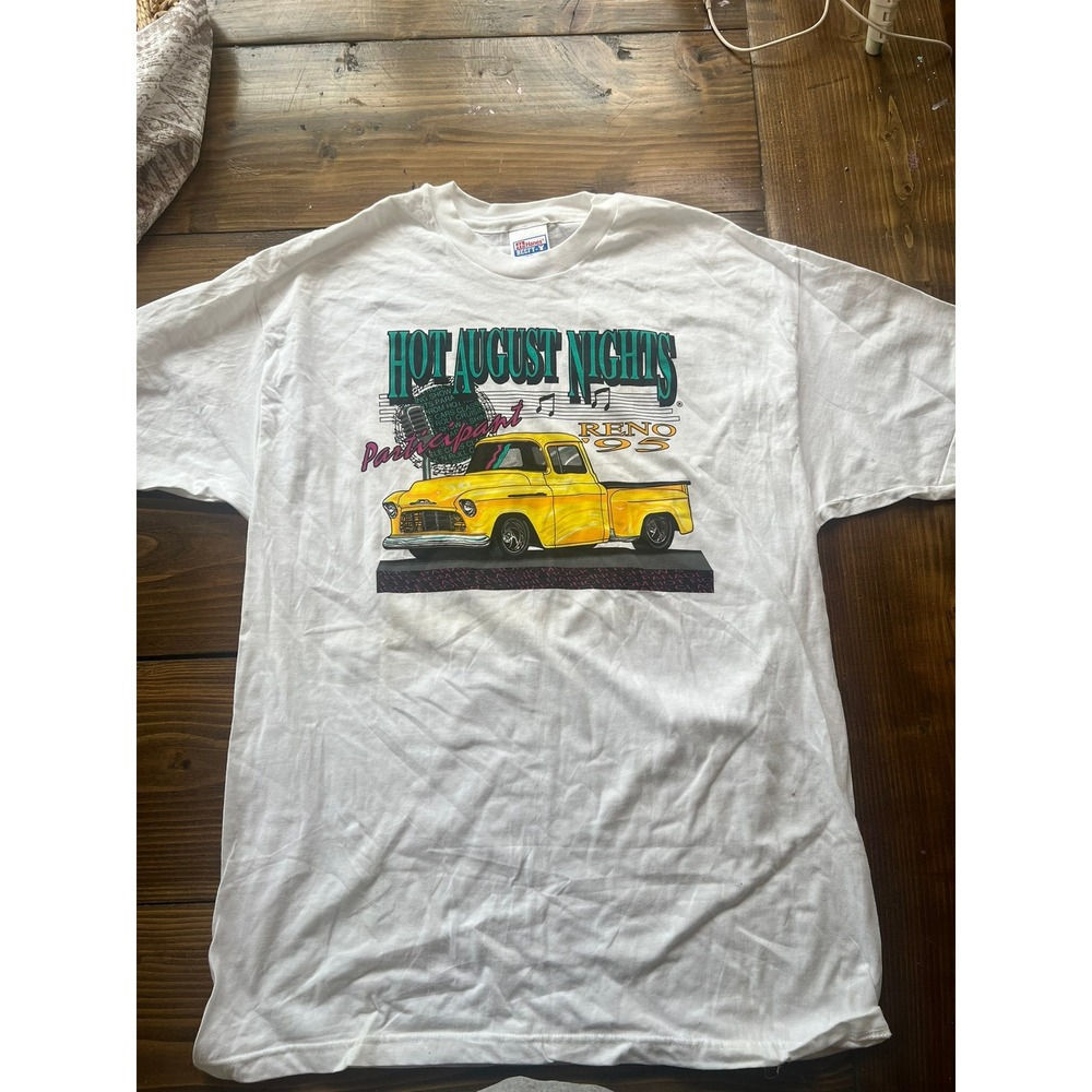 Vintage‎ 1995 Hot August Nights Reno T-Shirt Hanes Beefy-T Mens XL White 90s